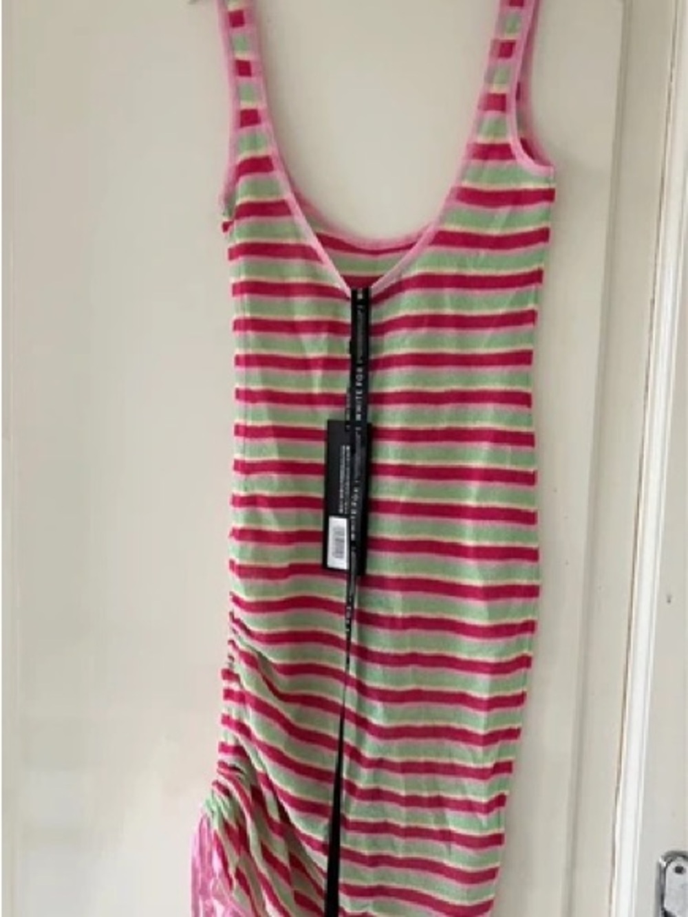 White Fox Boutique Pink and Green Striped Mini Dress